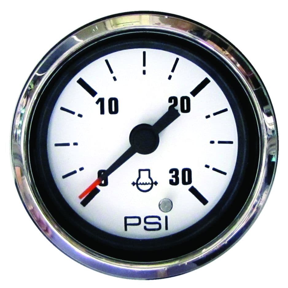 Domed Gauges with Stainless Bezel - O/B Water Pressure Gauge Kit (30 PSI)