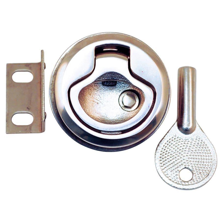 Stainless Steel Push to Close Locking Latch (2-3/8” OD)