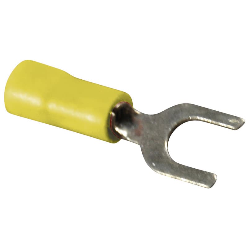Vinyl Spade Fork Connectors (12-10 AWG - #10, Yellow)