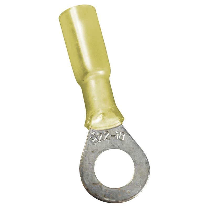 Heat Shrink Ring Tongues (12-10 AWG - #10, Yellow)
