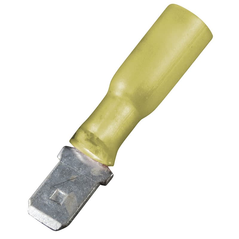 Heat Shrink Insulated Quick Disconnects (12-10 AWG, Male, Yellow)