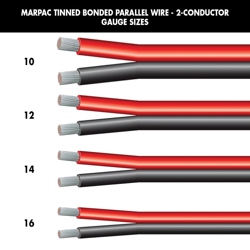 Tinned Bonded Parallel Wire - 2-Conductor (16 Gauge, Red/Black, 100’ L)
