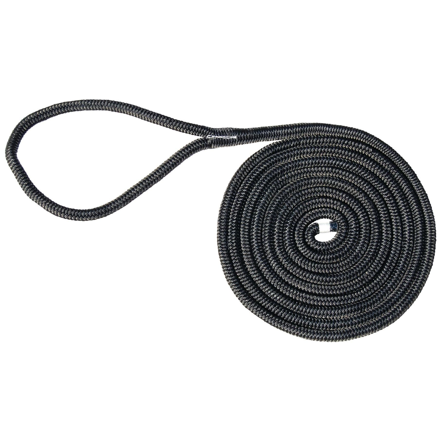 Double Braided Nylon Dock Line (1/2” x 25’, Black)