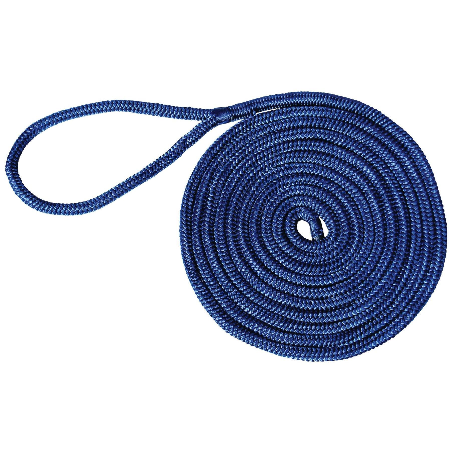 Double Braided Nylon Dock Line (1/2” x 20’, Blue)