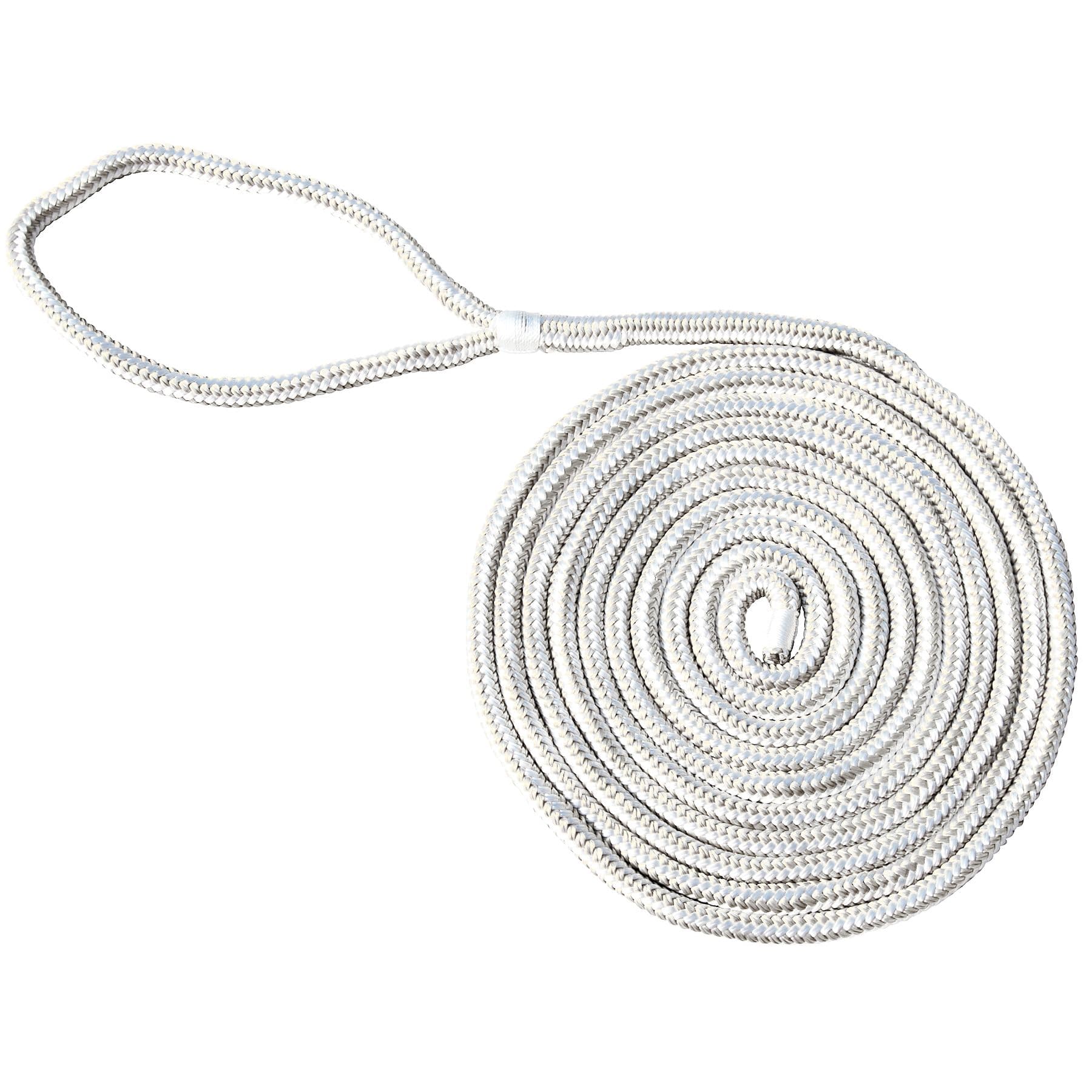 Double Braided Nylon Dock Line (5/8” x 20’, White)