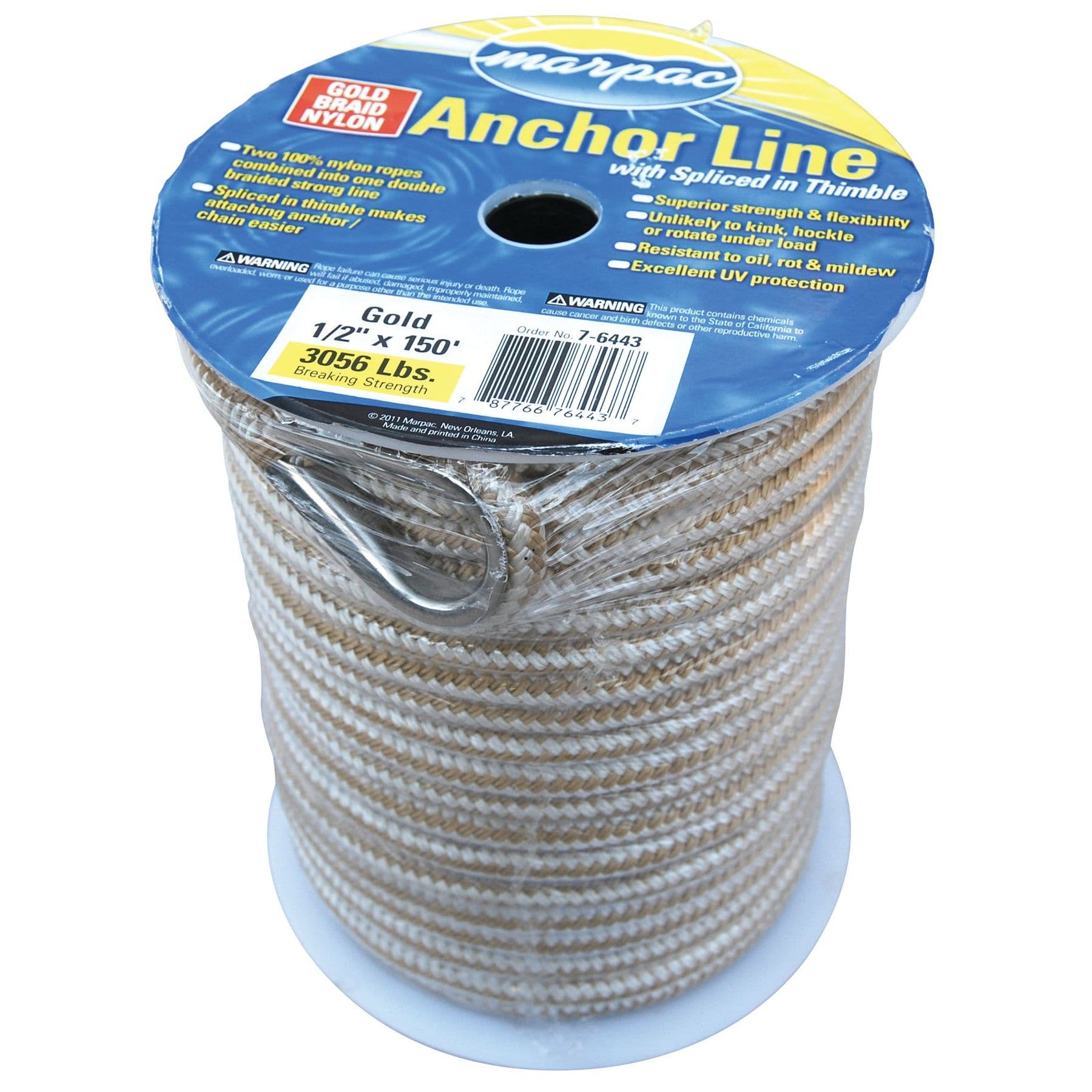 Braided Nylon Anchor Line (1/2” x 150’ L, Black)