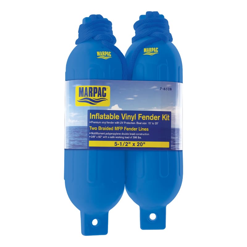 Inflatable Vinyl Fender Kit (6-1/2” x 23”, Blue)
