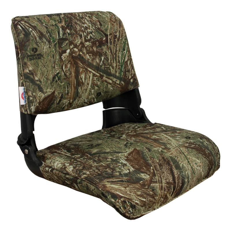 Skipper Standard Folding Seats - Black Shell with Mossy Oak Duck Blind Cushion