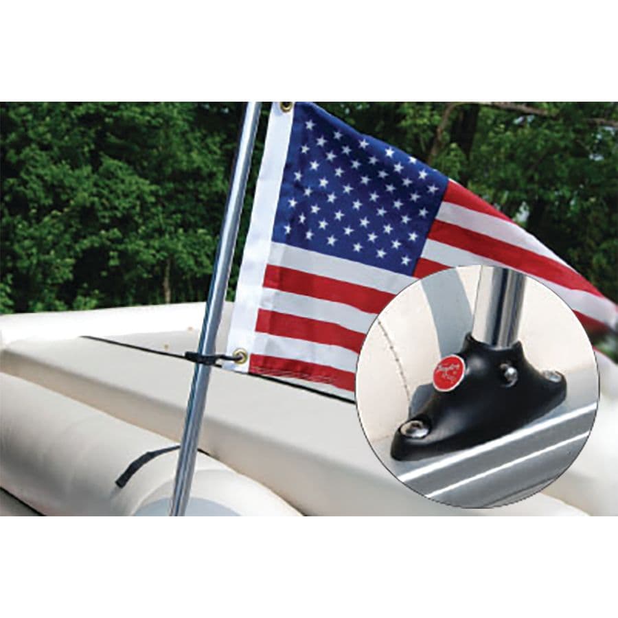 Pontoon Flag Pole Socket with Flag (12” x 18”)