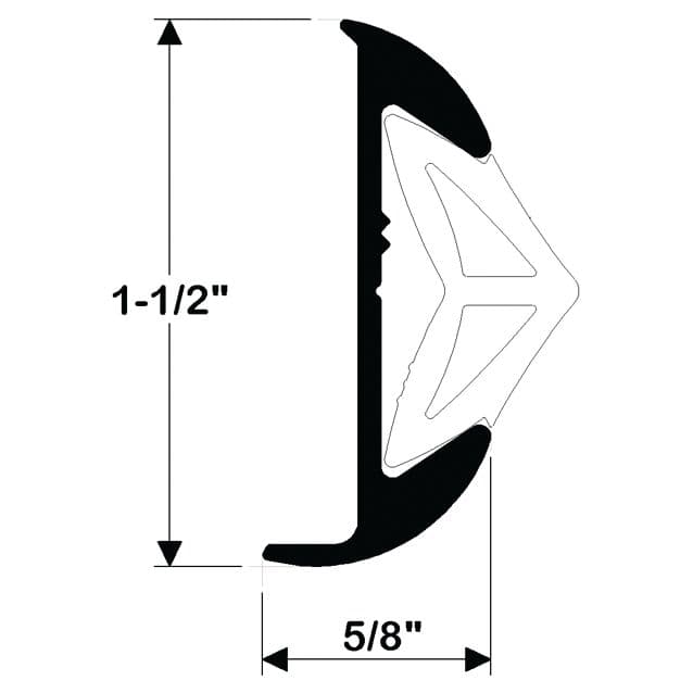 Aluminum Rub Rail (1-1/2” H x 5/8” W x 12' L)
