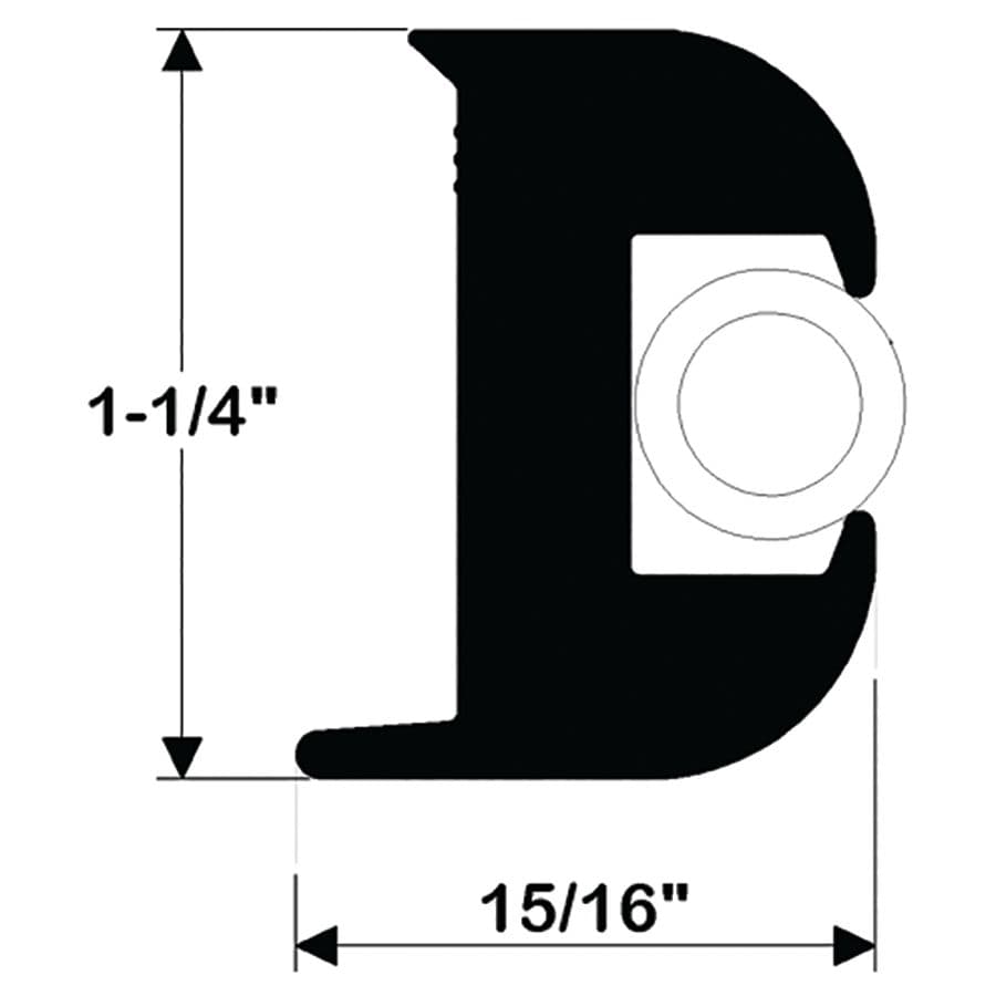 Flexible Black Vinyl Rub Rail (1-1/4" H x 15/16" W x 50’ L)