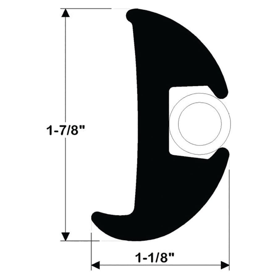 Flexible Black Vinyl Rub Rail (1-7/8" H x 1-1/8" W x 70’ L)