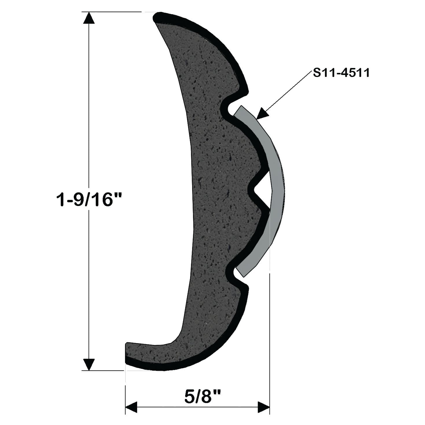 Rigid Frosty White Vinyl Rub Rail (1-9/16" H x 5/8" W x 20' L)