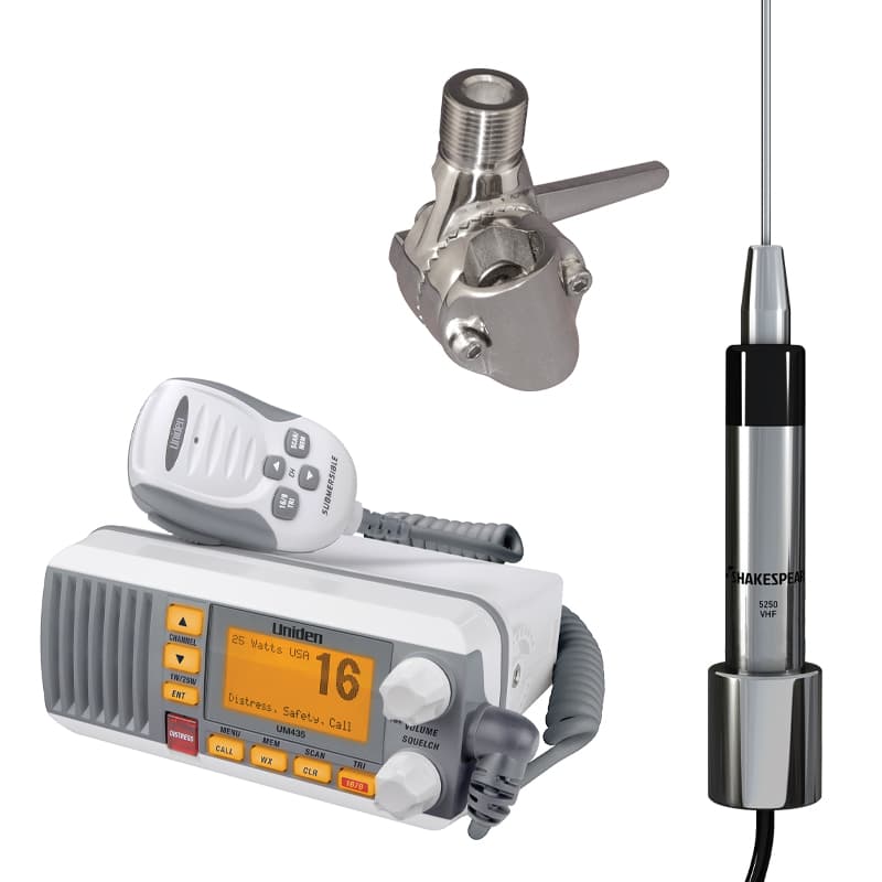UM435 VHF Marine Radio Package with Shakespeare Low Profile Antenna