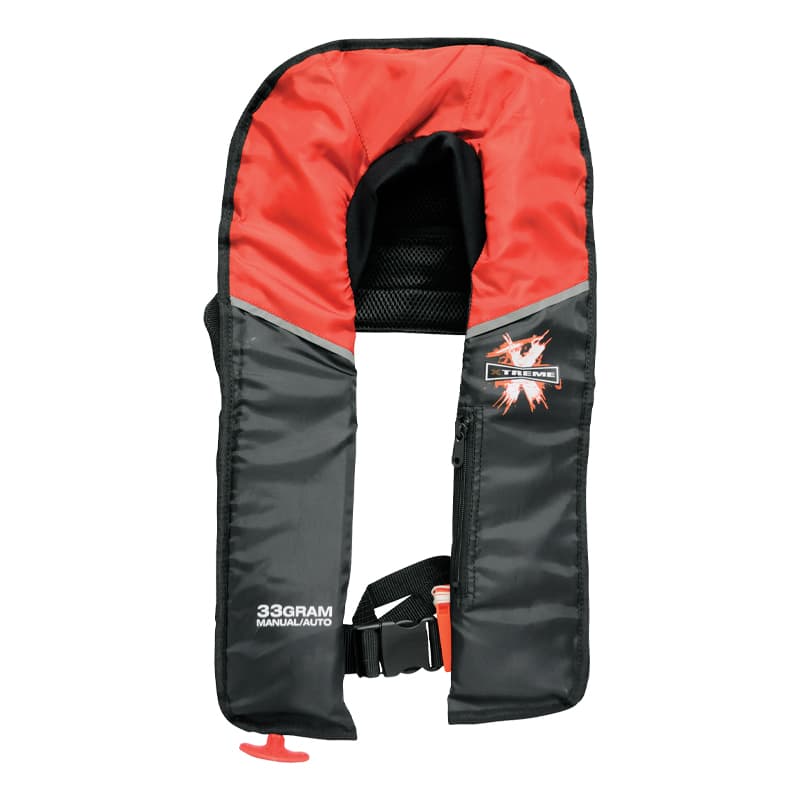 33 Gram Adult Inflatable Life Vest (Red/Black, Automatic)