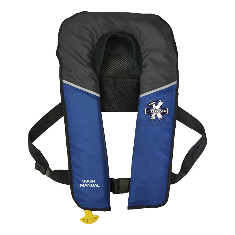 33 Gram Adult Inflatable Life Vest (Blue/Black, Manual)