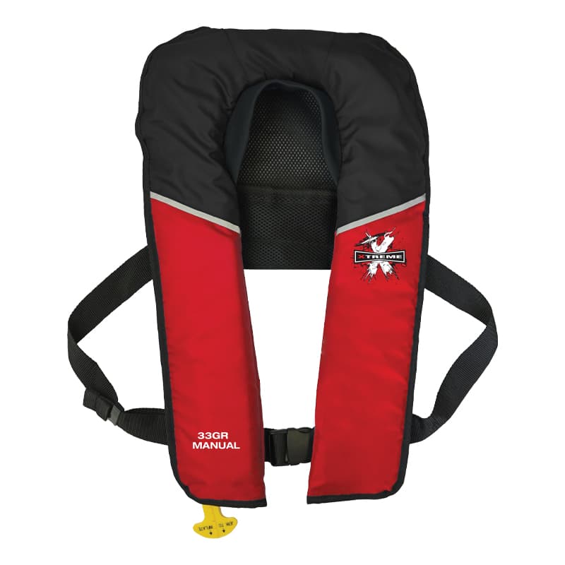 33 Gram Adult Inflatable Life Vest (Red/Black, Manual)
