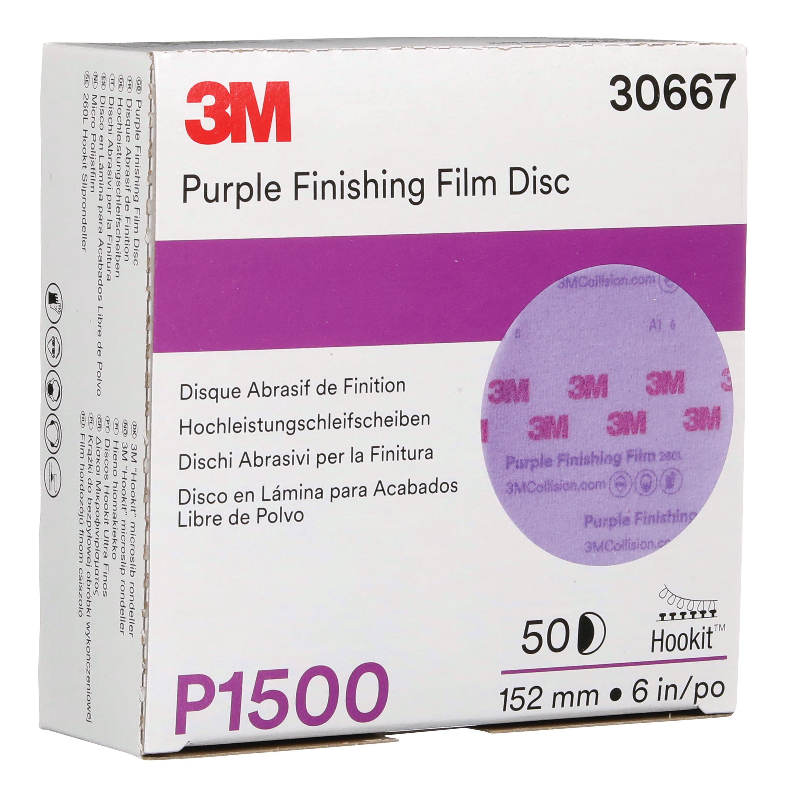 Hookit™ Purple Finishing Film Abrasive Discs (260L) - 6” Diameter (Grit P1500)