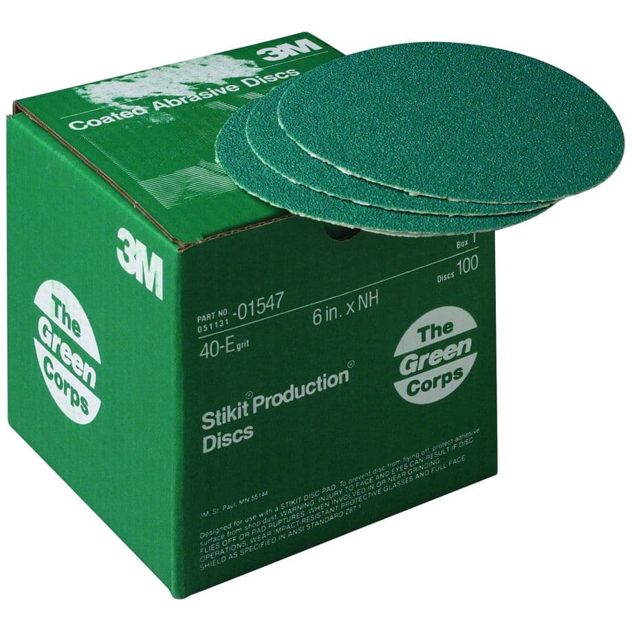 Stikit™ Green Corps™ Abrasive Discs (252U) - 6” Diameter (Grit 40)