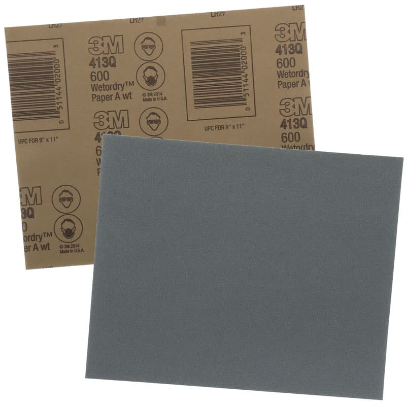 Wetordry™ Abrasive Sheets (413Q) - 9” x 11" Dimensions (Grit 600)