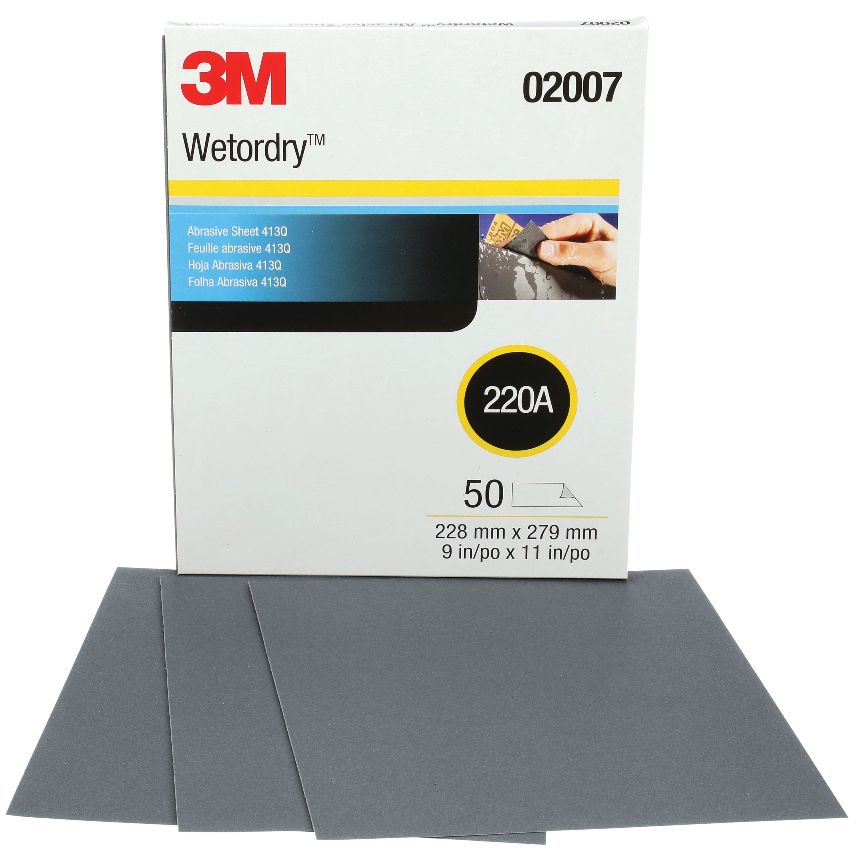 Wetordry™ Abrasive Sheets (413Q) - 9” x 11" Dimensions (Grit 220)