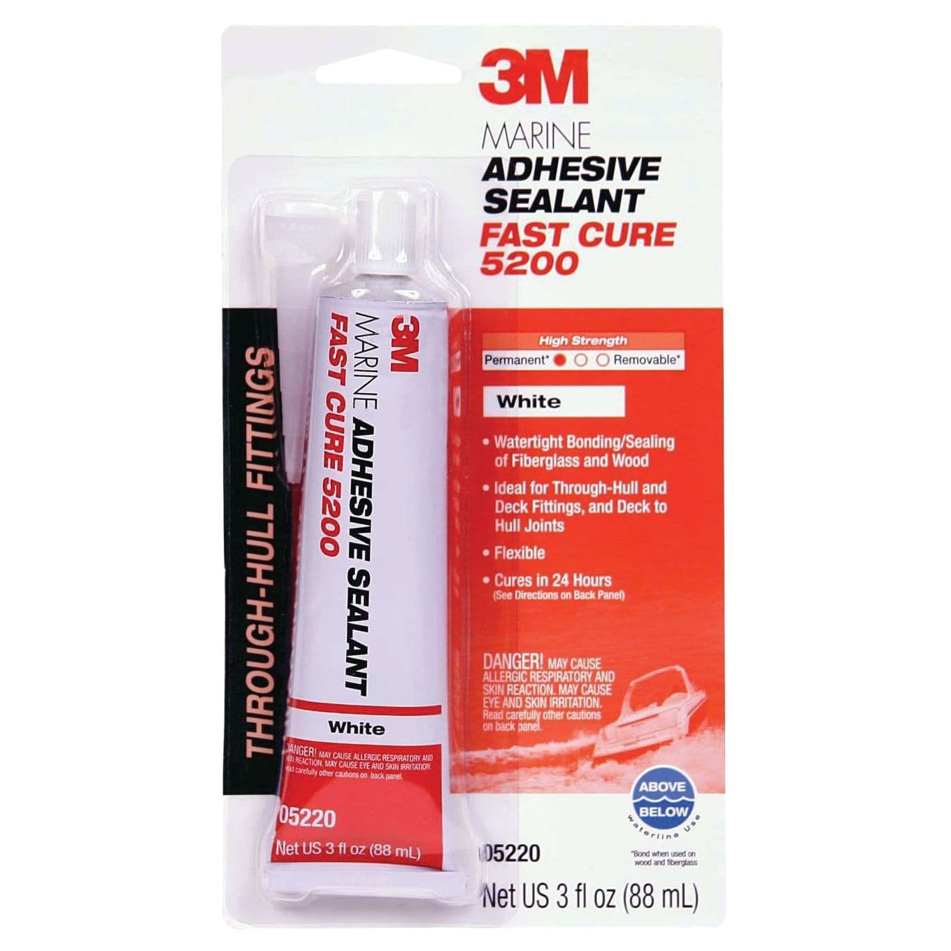 Marine Adhesive/Sealant Fast Cure 5200 - White (3 oz. Tube)