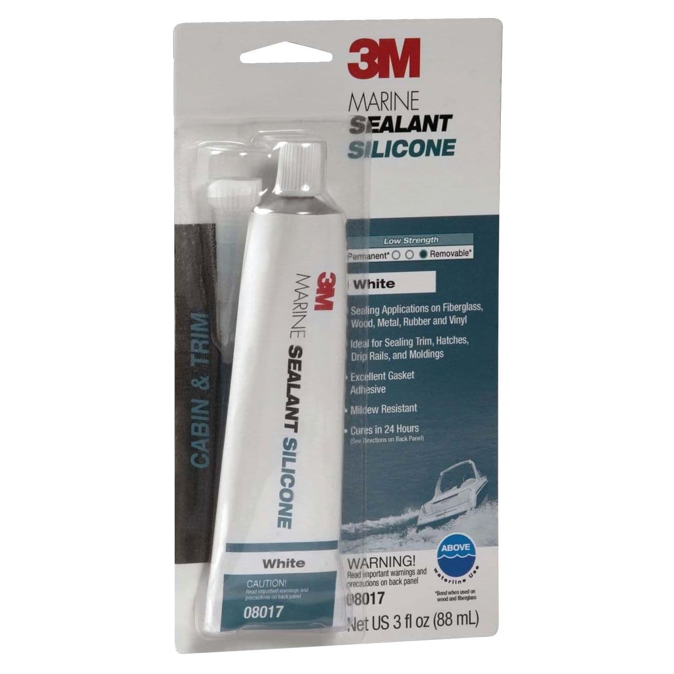Marine Grade Mildew Resistant Silicone Sealant - White (3 oz. Tube)