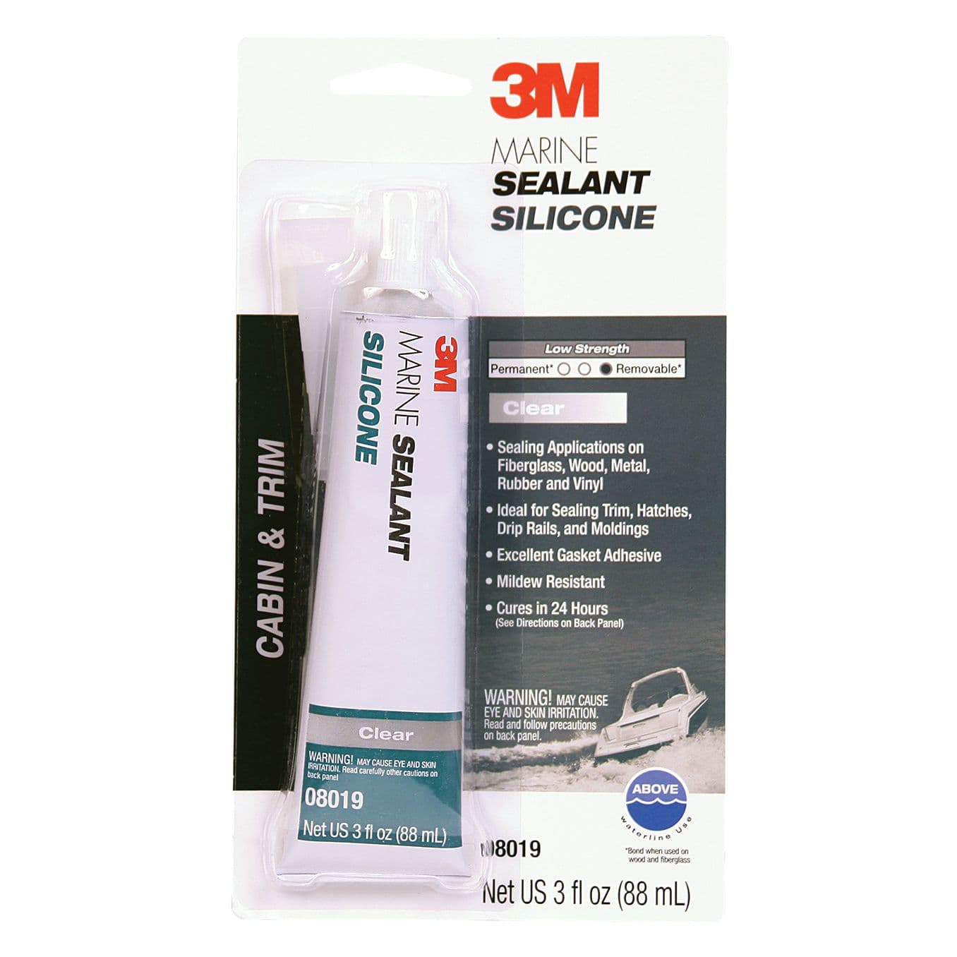 Marine Grade Mildew Resistant Silicone Sealant - Clear (3 oz. Tube)