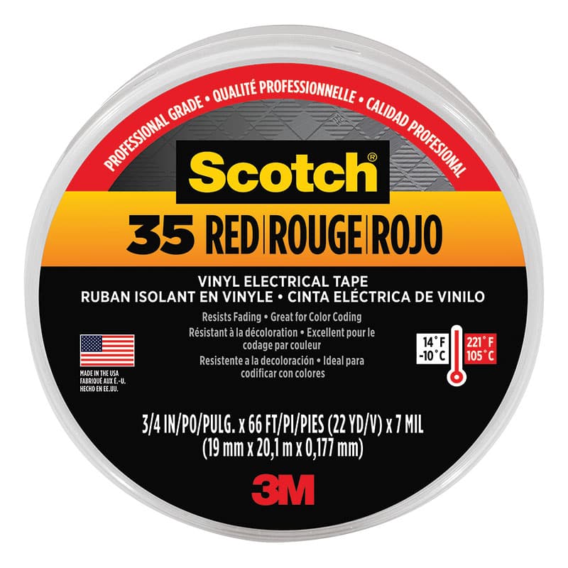 Scotch #35 Vinyl Electrical Tape (3/4" x 66', Red)