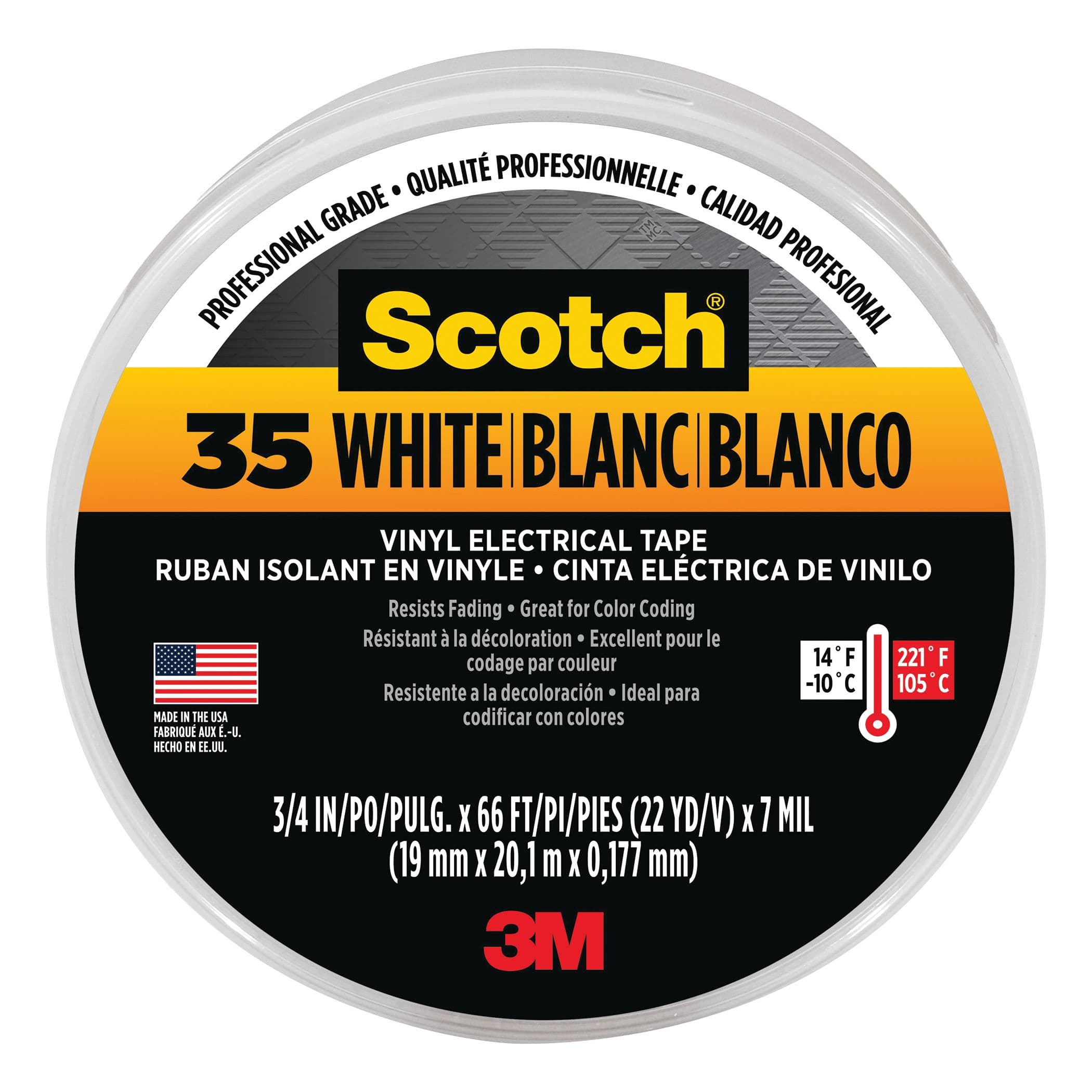 Scotch #35 Vinyl Electrical Tape (3/4" x 66', White)
