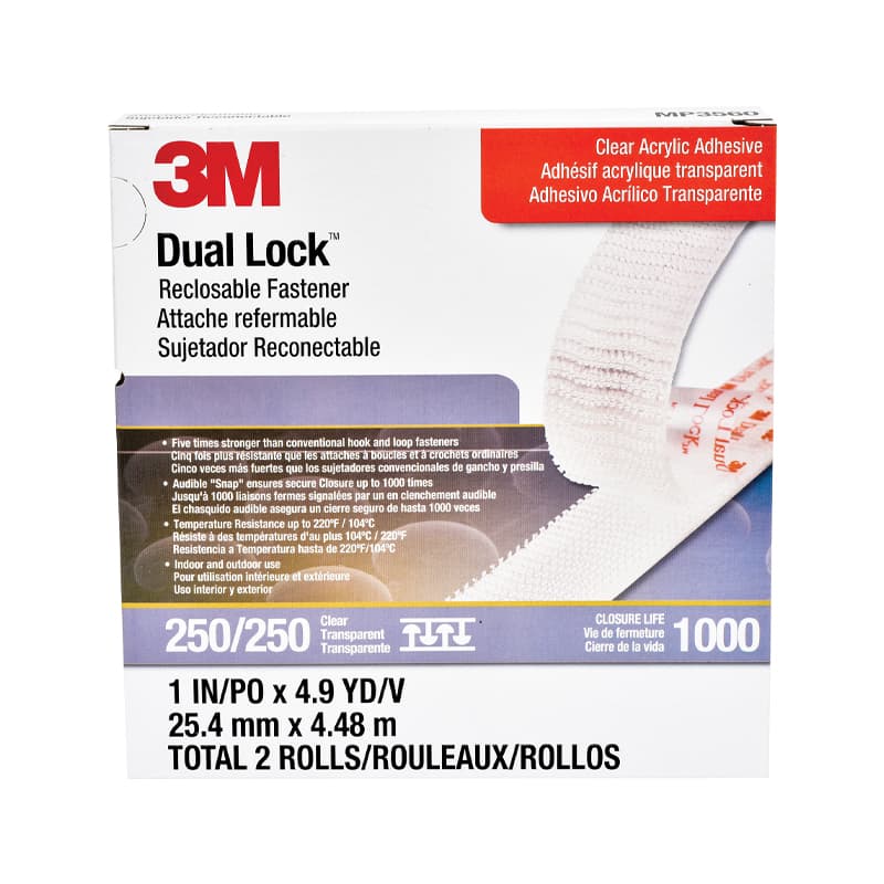 Dual Lock™ Reclosable Fastener System (Clear, 1” x 5 yds)
