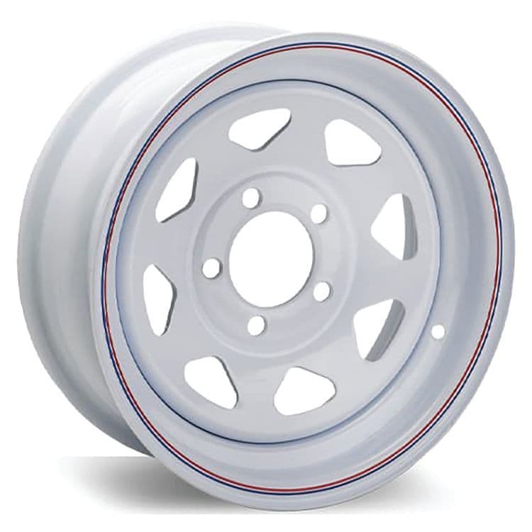 Eight Spoke Painted White Rim With Strips (13 x 4.5, 5 Lugs)