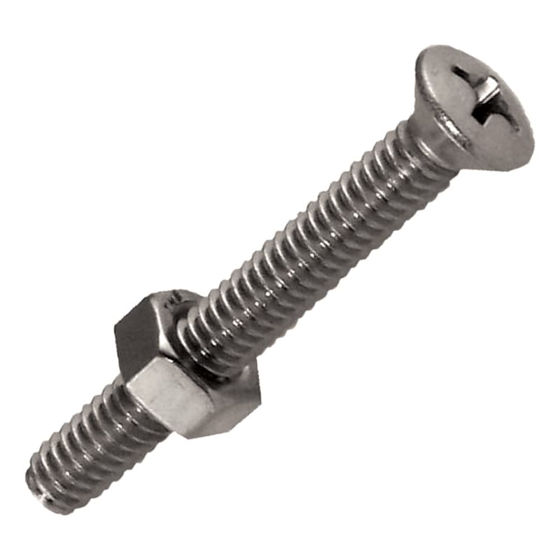 Phillips Oval Machine Screw with Nut (1/4-20 x 1, 3 pcs)