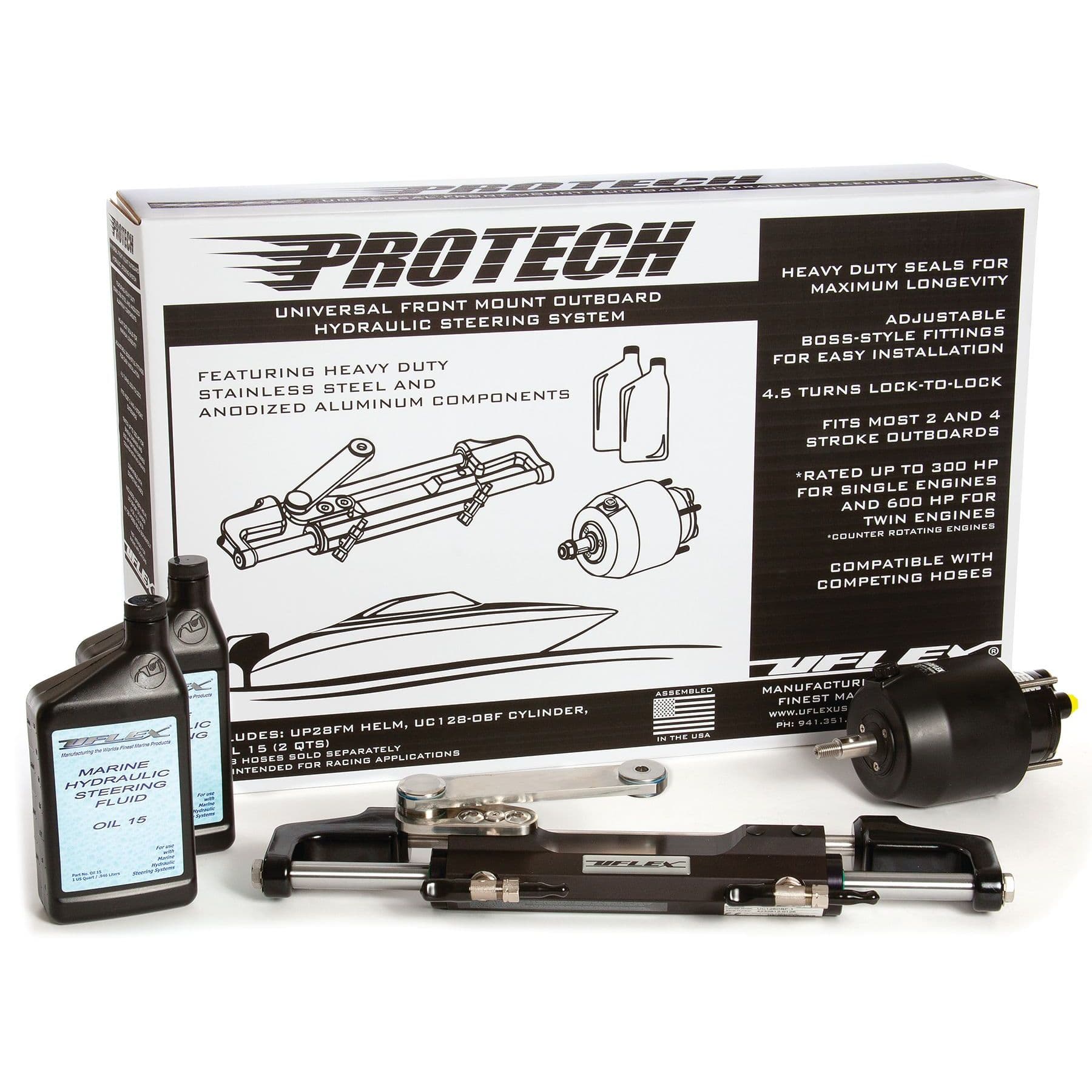 Protech Hydraulic Steering Package with UP28T Tilt Helm Pump and UC128-OBF/2 Cylinder